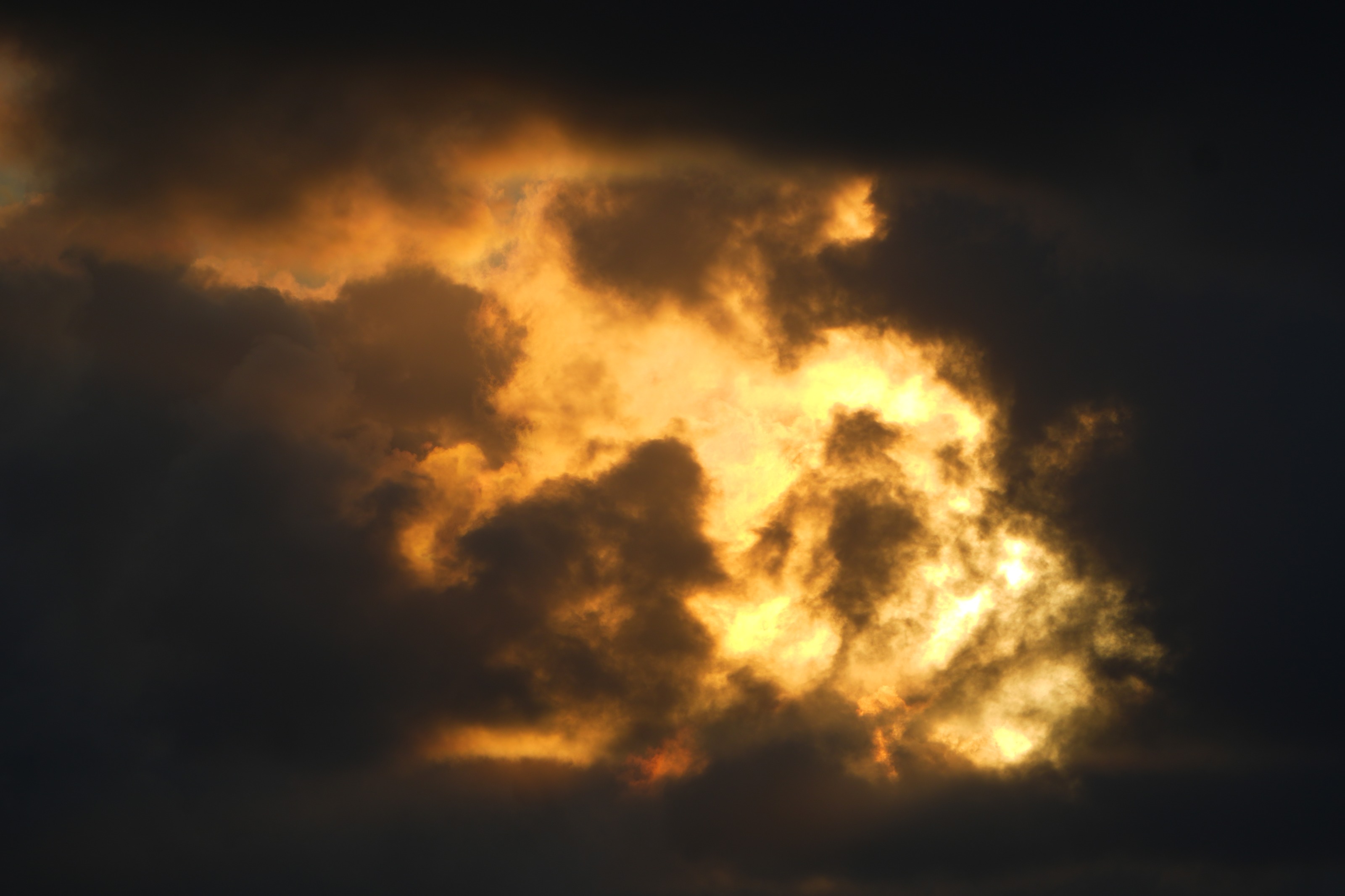 Clouds set alight by the last light of the day